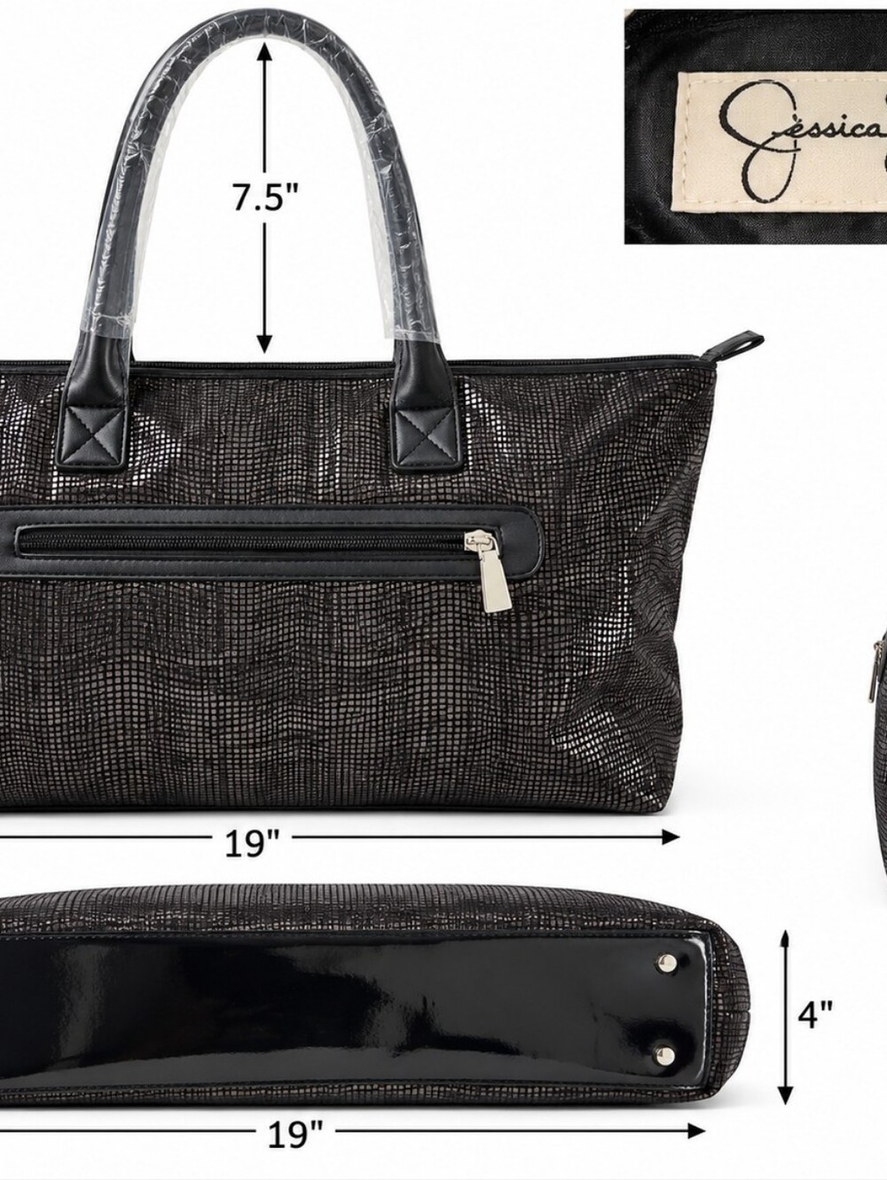 Jessica Simpson, Everyday Black Textured Tote with Dual Handles
